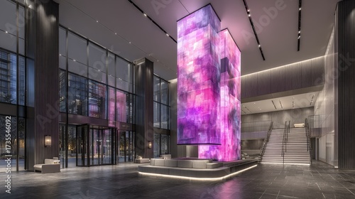 Modern Lobby Interior Design With Crystal Led Display