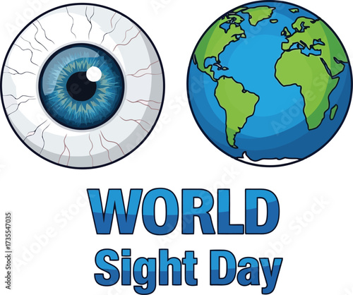 World sight day concept eye globe celebration health awareness vision care global vector