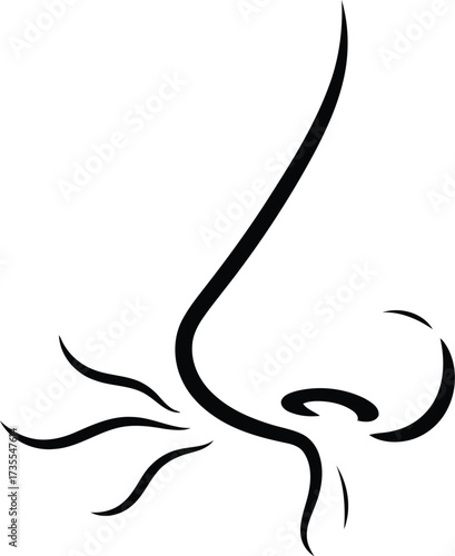 Abstract minimalist nose illustration conveying scent perception and smell sensory experience vector