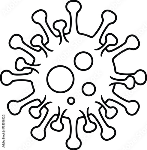 Stylized outline of a virus microbe cell structure conceptual drawing infection danger pandemic threat vector