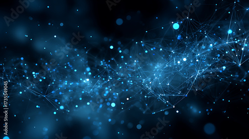 Wallpaper Mural Dynamic blue network of glowing particles and lines beautifully visualizes global data connections and cutting-edge technology. Torontodigital.ca