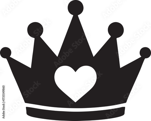 Heart crown icon vector, ideal for love, romance, royalty, wedding, and decorative designs.