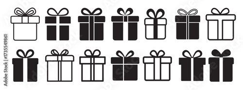  gift box icons silhouette vector illustration