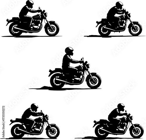 Motocross Rider Silhouette Action Set