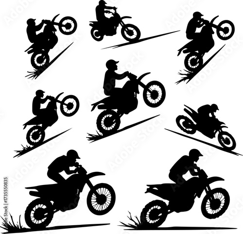 Motocross Rider Silhouette Action Set