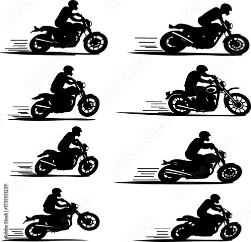 Motocross Rider Silhouette Action Set