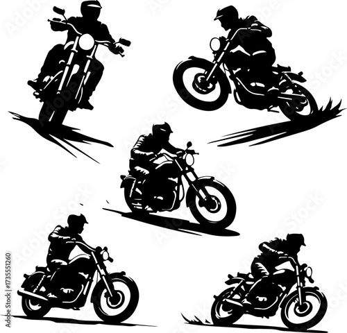 Motocross Rider Silhouette Action Set