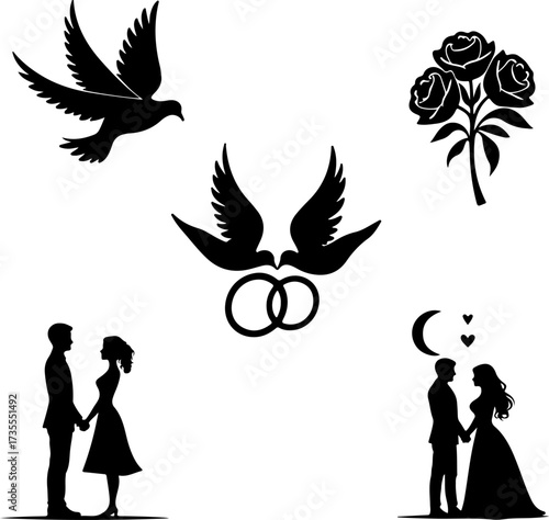 Silhouette Love Romance Symbols Collection