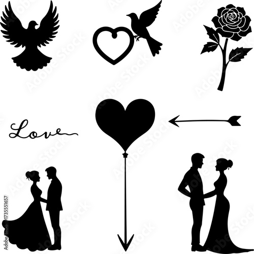 Silhouette Love Romance Symbols Collection