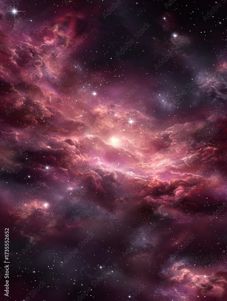 Naklejka premium Stunning view of a vibrant and colorful nebula with swirling clouds of gas and dust illuminated by distant stars in deep space