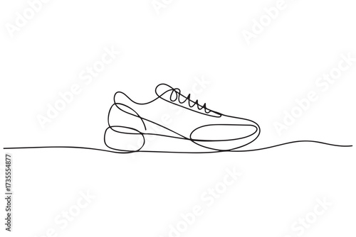 Vector illustration of sneakers sports shoes in a continuous one line. one line Icon drawing with white background