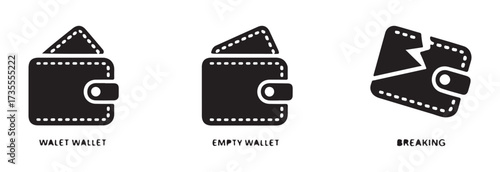 Wallet solid icon, wallet Icon collection with multiple styles, wallet sign, wallet symbol, wallet card cash icon , vector illustration EPS 10.