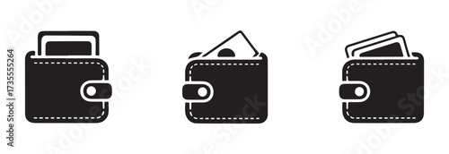 Wallet solid icon, wallet Icon collection with multiple styles, wallet sign, wallet symbol, wallet card cash icon , vector illustration EPS 10.