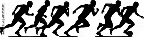 American Football Team Players Running Silhouette