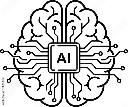 Artificial intelligence brain chip technology concept humanoid future neural network connection digital intelligence vector