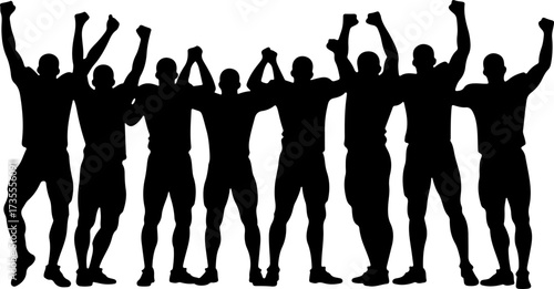 American Football Team Players Running Silhouette