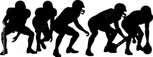 American Football Team Players Running Silhouette