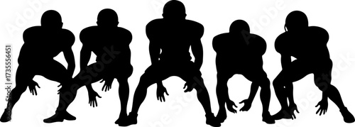 American Football Team Players Running Silhouette
