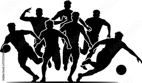 American Football Team Players Running Silhouette