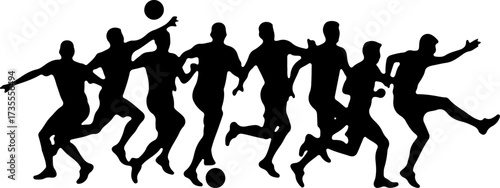 American Football Team Players Running Silhouette
