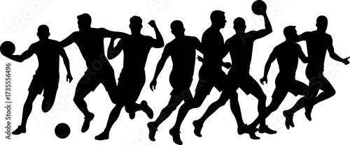 American Football Team Players Running Silhouette