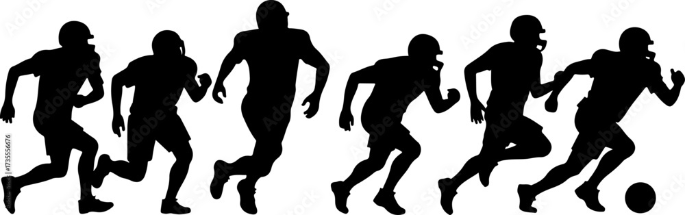 Fototapeta premium American Football Team Players Running Silhouette