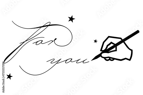 for you - 手書きの筆記体で書いた、for you（あなたへ）のレタリング（カリグラフィー）によるロゴマーク
