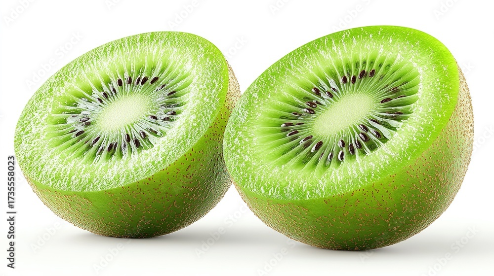 Fototapeta premium Half - Sliced Fresh Kiwifruit on White Background