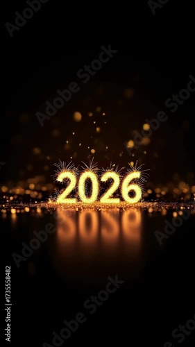 Happy New Year 2026 with bright lights and joy all around. A bright banner