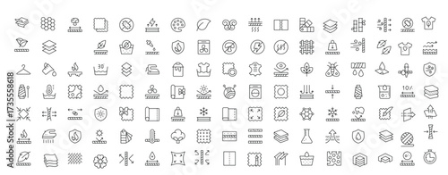 Set of Fabric Material line icon set. Fabric Features, Materials, Fabric Business web icons in line style. Product, industry, shop, symbol.