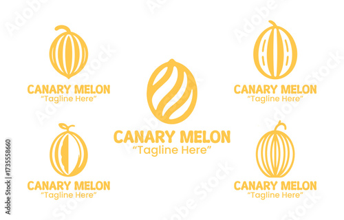 5 Canary Melon Logo Set Tropical Fruit Branding Logo Collection