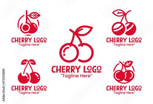 5 Cherry Logo Set Berry Fruit Branding Logo Collection