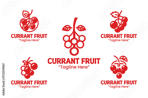 5 Currant Fruit Logo Set Berry Fruit Branding Logo Collection