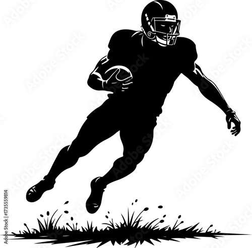 American Football Team Players Running Silhouette Bundle