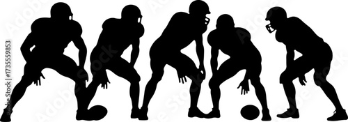 American Football Team Players Running Silhouette Bundle