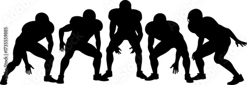 American Football Team Players Running Silhouette Bundle