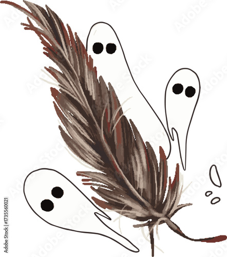 A stylized, monochromatic illustration of a scarab beetle or rhinoceros beetle with its wings slightly open. The body features a central black silhouette containing two bright white eyes, giving the i