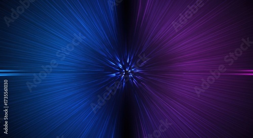 Bifurcated Cosmos - A Dynamic Explosion of Blue and Magenta Light Rays.