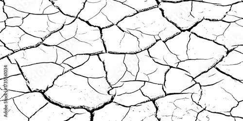 High contrast cracked dry earth texture background, abstract black and white pattern with natural fissures and rough surface design, perfect for grunge, rustic, and organic creative projects.
