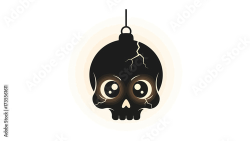 Skull Ornament: A whimsical illustration featuring a stylized skull design, perfect for Halloween or gothic-themed projects, conveying an intriguing aesthetic and a unique perspective.