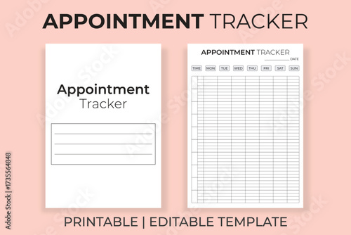 Appointment Tracker Template, Printable Daily and Weekly Time Log, Editable Schedule Organizer, KDP Interior