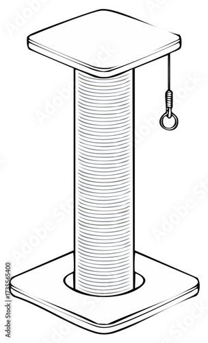 Cat scratching post design with playful ring toy, simple cat furniture