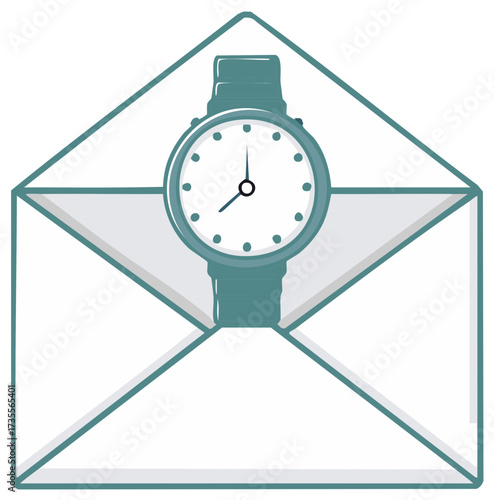 Wristwatch in Envelope Shows Time Management and Urgent Delivery Concept