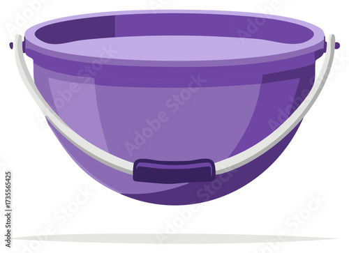 Bright purple plastic bucket with a sturdy handle for household cleaning and outdoor use