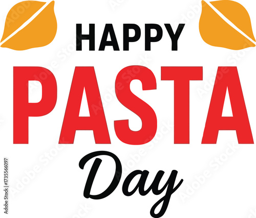 Happy pasta day celebration illustration with wheat stems festive food holiday greeting design vector