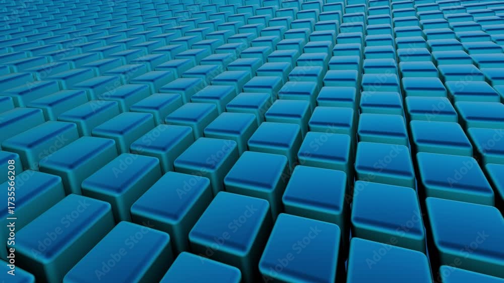 Visual pattern of blue geometric tiles arranged in a wave-like formation across a surface