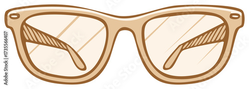 Modern Stylish Glasses with Tan Frames and Clean Lenses Illustration
