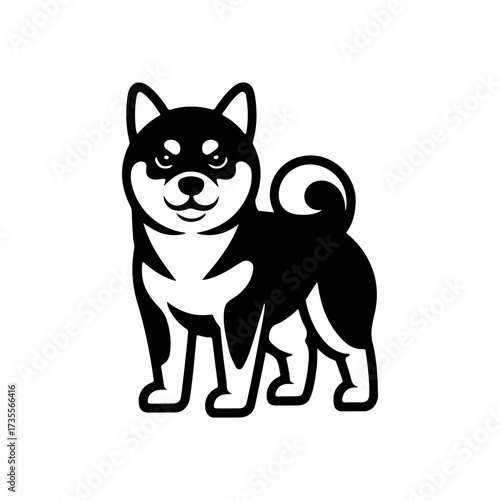 Illustration of a husky dog isolated on white background. Design element for emblem, sign, poster, badge. Vector illustration