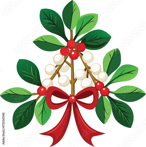 Christmas Mistletoe Bundles decorative arrangement with green foliage and bow