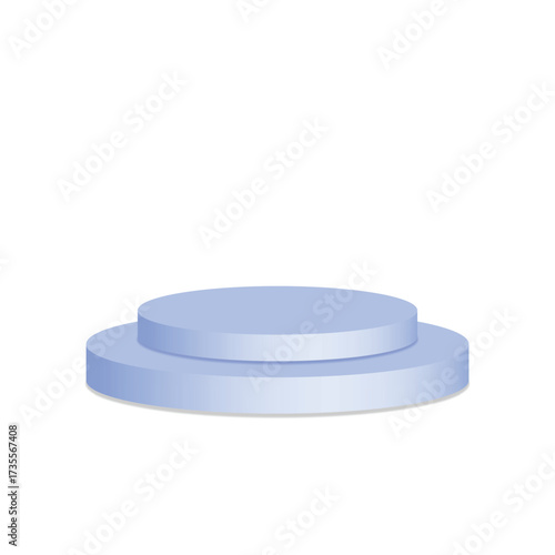Realistic blue blank product podium scene isolated on a white background. Vector illustration 